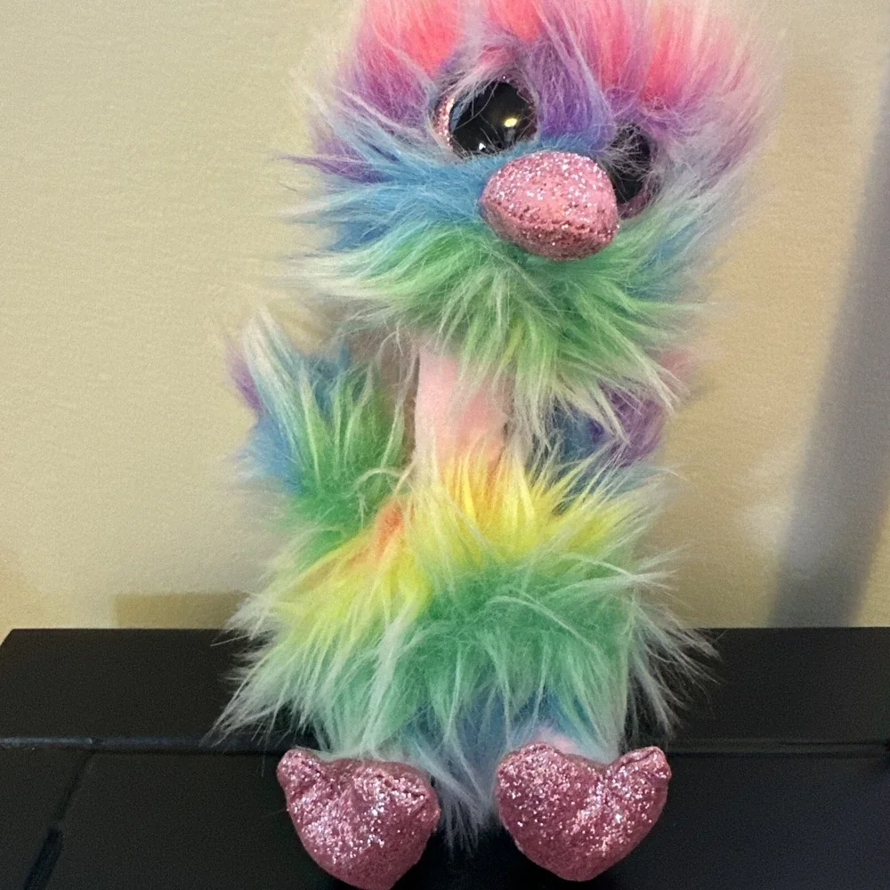 Ty PIPPA And ASHA Rainbow Sherbert Fur Platypus AND Ostrich‎ Beanie Boo